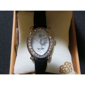 Victoria Wieck of Beverly Hills Womens Wrist Watch Black Leather Silver